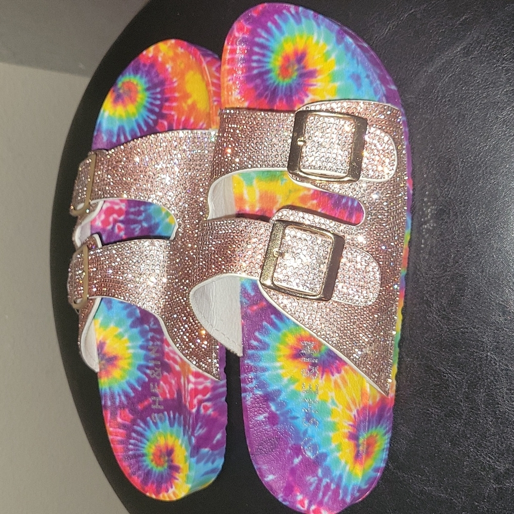 Shein Rhinestone Tie-Dye Footbed Slide Sandals - Picture 3 of 8